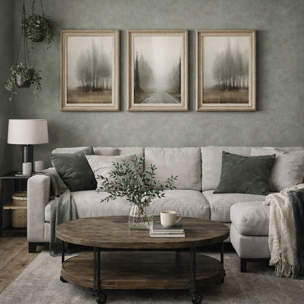 NEW Foggy Forest Triptych Prints – Misty Road Nature Wall Art (Set of 3)